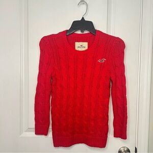 Hollister Women's Vibrant Red Cable Sweater